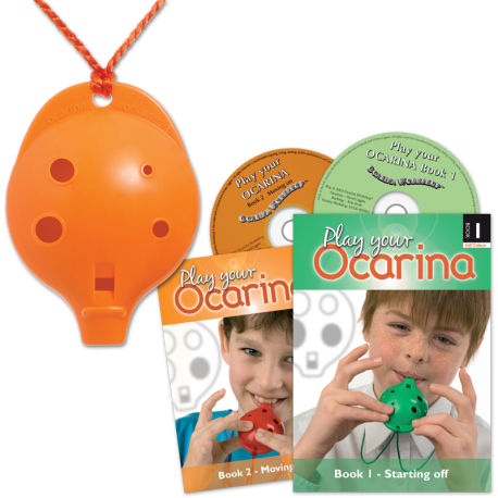 Red 4-hole Oc with Book 1 and CD + Book 2 and CD