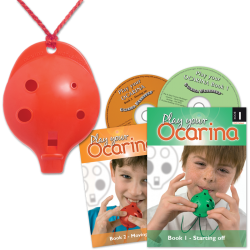Red 4-hole Oc with Book 1 and CD + Book 2 and CD